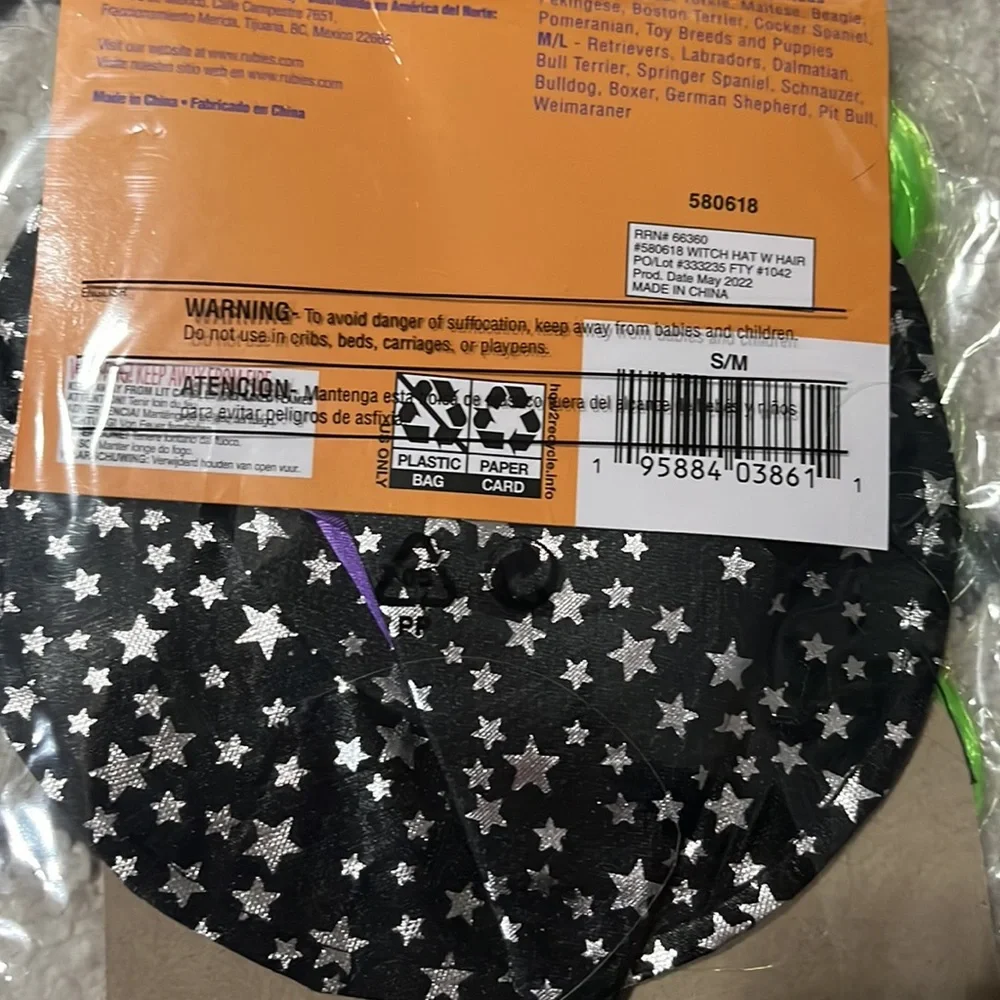 NWT Witch Hat With Green Hair for dogs or cats!